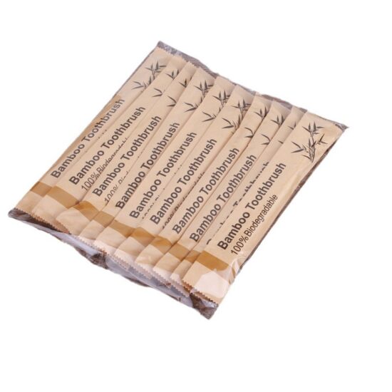 10-Pack Eco-Friendly Hotel Bamboo Toothbrush Set with Soft Bristles and Paper Packaging

