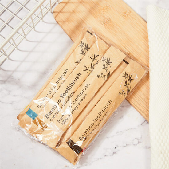 10-Pack Eco-Friendly Hotel Bamboo Toothbrush Set with Soft Bristles and Paper Packaging

