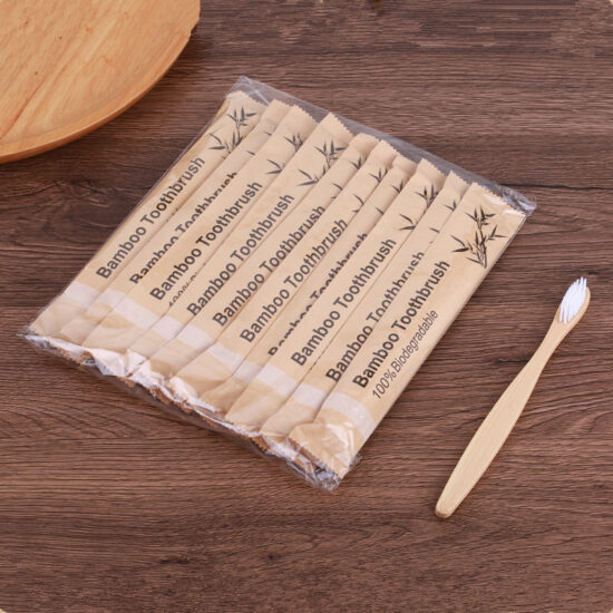 10-Pack Eco-Friendly Hotel Bamboo Toothbrush Set with Soft Bristles and Paper Packaging

