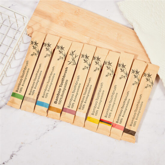 10-Pack Eco-Friendly Hotel Bamboo Toothbrush Set with Soft Bristles and Paper Packaging

