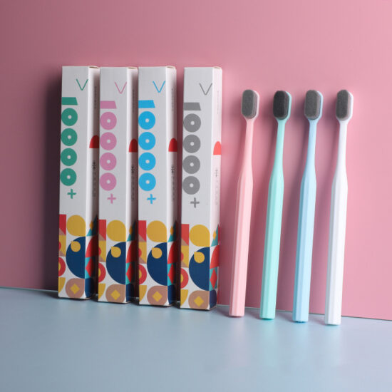 10,000 Bristles Bamboo Charcoal Toothbrush Ultra Soft Bristles Portable Japanese Style in 4 Colors Boxed Packaging