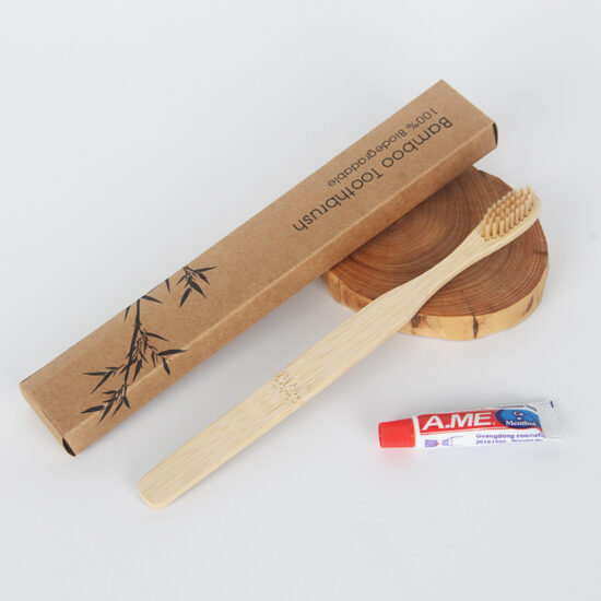 Reusable Bamboo Toothbrush with Wooden Handle – Custom Logo for Hotels and BnBs