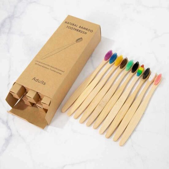 Biodegradable Bamboo Hotel Toothbrush Set with Soft Charcoal Bristles – 10 Pack