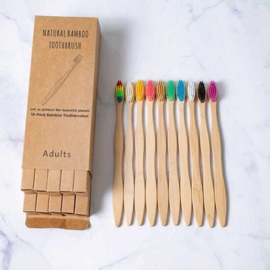 Biodegradable Bamboo Hotel Toothbrush Set with Soft Charcoal Bristles – 10 Pack