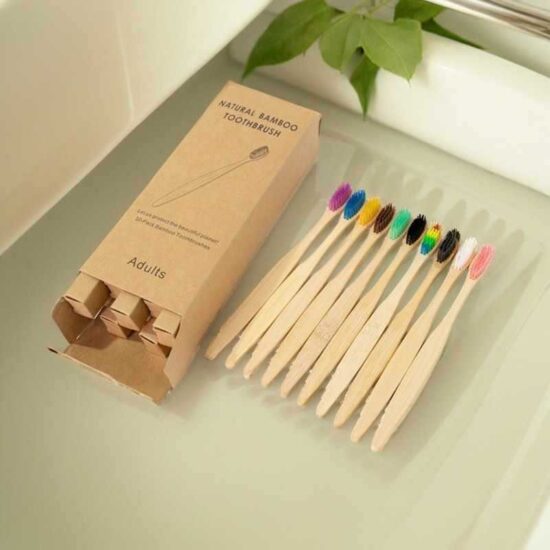 Biodegradable Bamboo Hotel Toothbrush Set with Soft Charcoal Bristles – 10 Pack