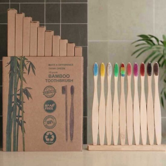 Biodegradable Bamboo Hotel Toothbrush Set with Soft Charcoal Bristles – 10 Pack