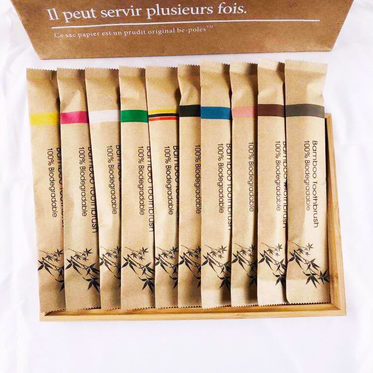 Multi-Pack Bamboo Toothbrush Set with Ergonomic Handles and Color Bristles