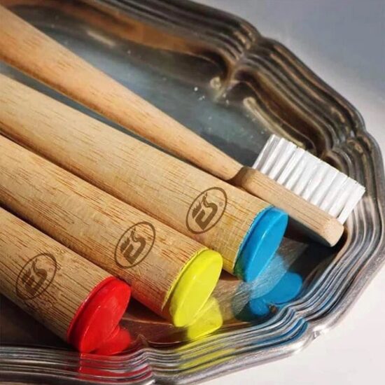 Charcoal bamboo toothbrush with rounded handle and DuPont nylon bristles