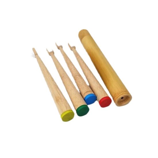 Charcoal bamboo toothbrush with rounded handle and DuPont nylon bristles