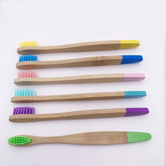 Color-Tipped Bamboo Toothbrush for Children with Soft or Hard Bristles