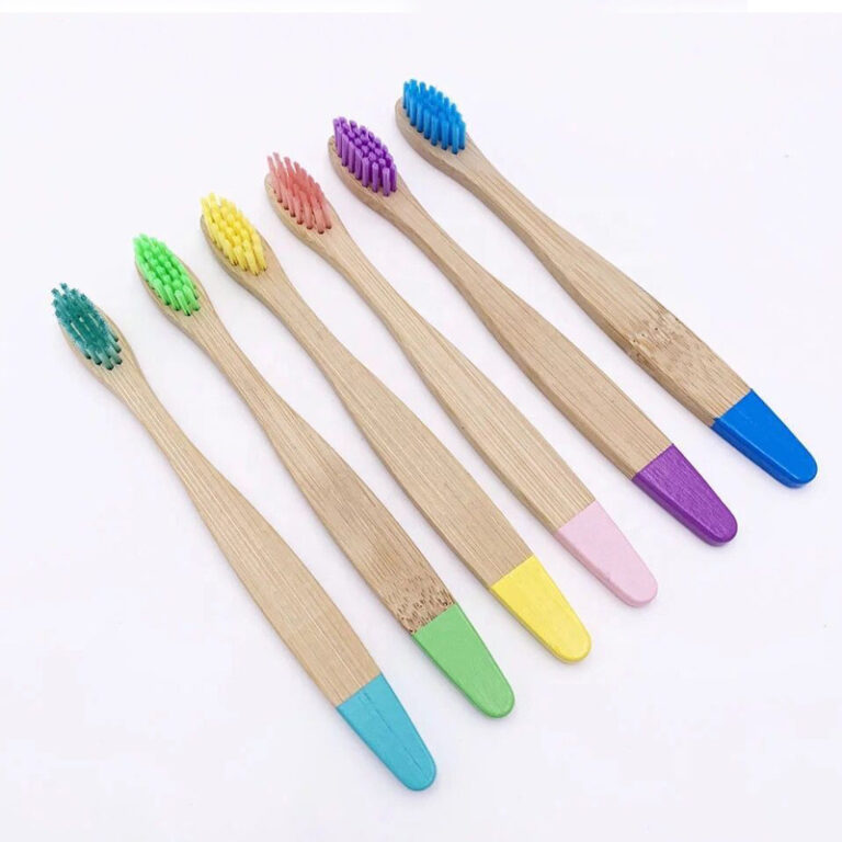 Color-Tipped Bamboo Toothbrush for Children with Soft or Hard Bristles