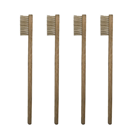 Natural bamboo toothbrush with boar bristles and eco-friendly wooden handle