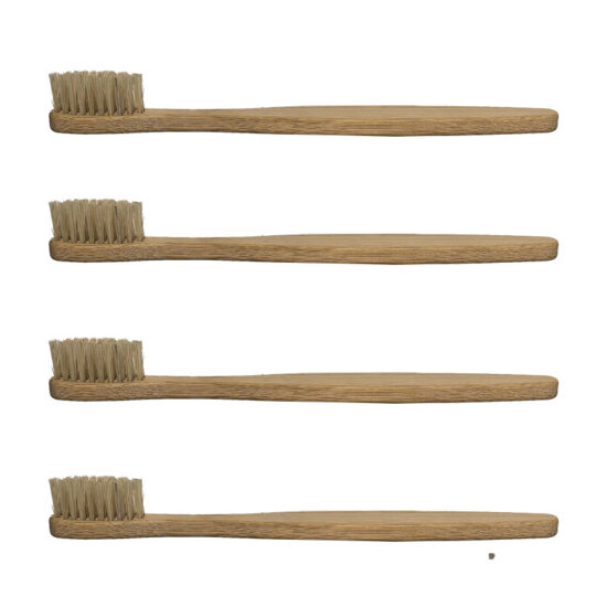 Natural bamboo toothbrush with boar bristles and eco-friendly wooden handle