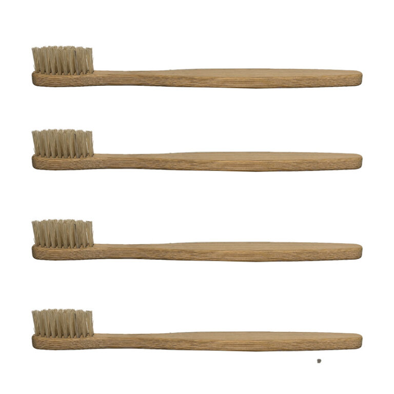 Natural bamboo toothbrush with boar bristles and eco-friendly wooden handle