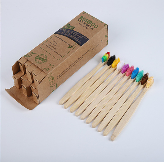 10-Pack Disposable Bamboo Toothbrush Set with Individual Packaging
