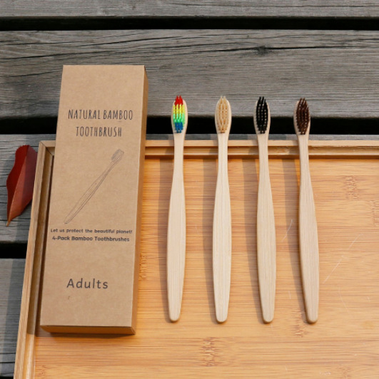 10-Pack Disposable Bamboo Toothbrush Set with Individual Packaging