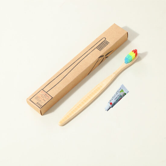 Individually Wrapped Bamboo Toothbrush and Toothpaste Set with Soft Charcoal Bristles for Hotel Use
