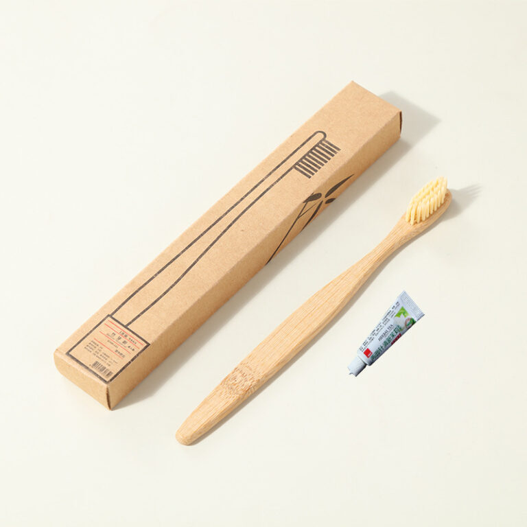 Individually Wrapped Bamboo Toothbrush and Toothpaste Set with Soft Charcoal Bristles for Hotel Use