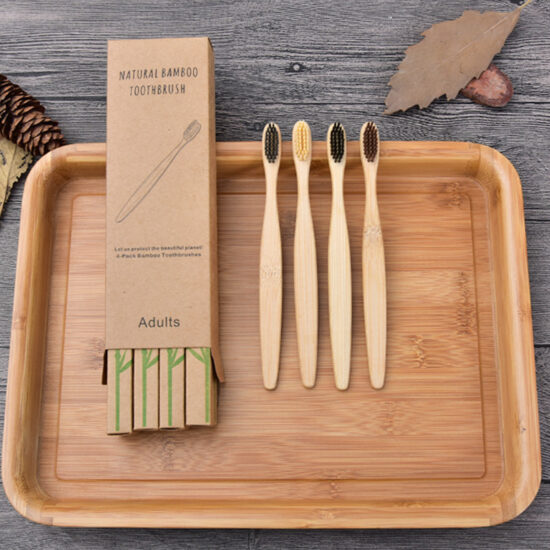 Eco-Friendly Disposable Bamboo Toothbrush with Soft Bristles and Wooden Handle