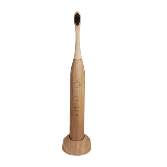 Bamboo electric toothbrush with biodegradable replaceable bamboo heads