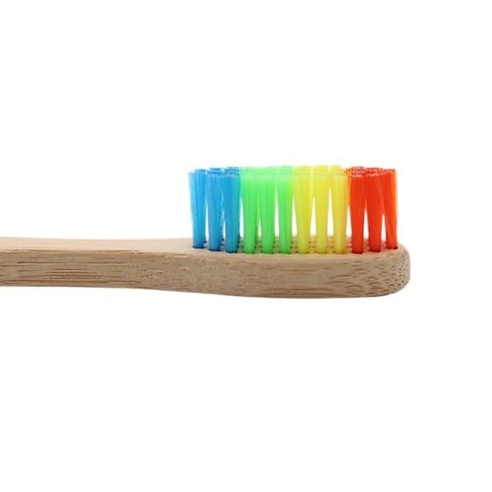 Eco-Friendly Bamboo Handle Toothbrush with Rainbow Soft Bristles for Adults