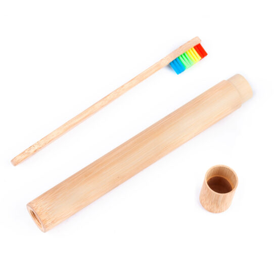 Eco-Friendly Bamboo Handle Toothbrush with Rainbow Soft Bristles for Adults