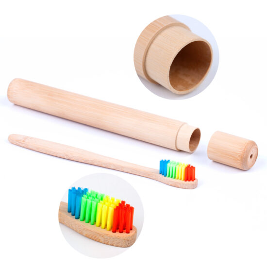 Eco-Friendly Bamboo Handle Toothbrush with Rainbow Soft Bristles for Adults