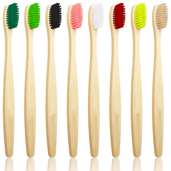 Children’s Eco-Friendly Bamboo Mini Toothbrush with Soft Bristles and Flat Head 图片 ALT Text: