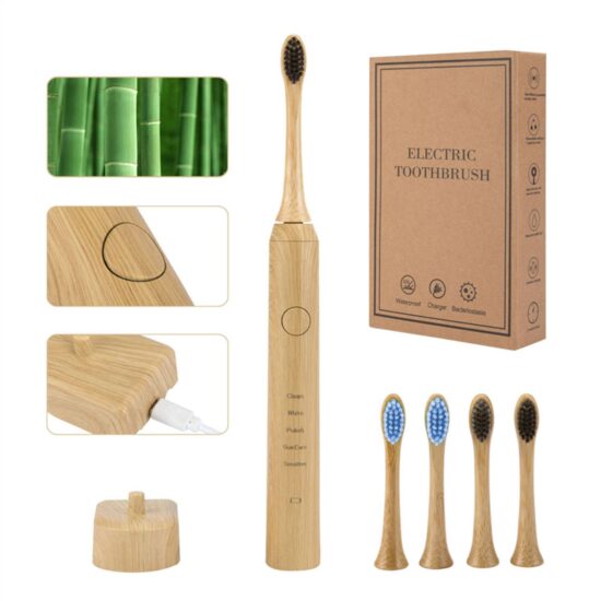 Bamboo electric toothbrush with magnetic levitation and smart induction charging