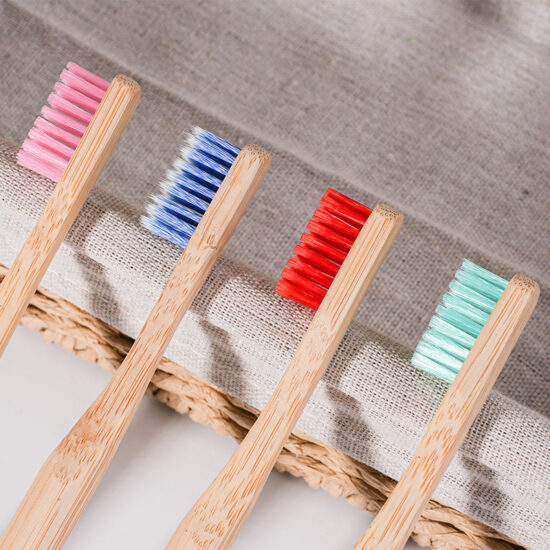 Colorful Bamboo Toothbrush Set with Painted Handles and Charcoal Bristles
