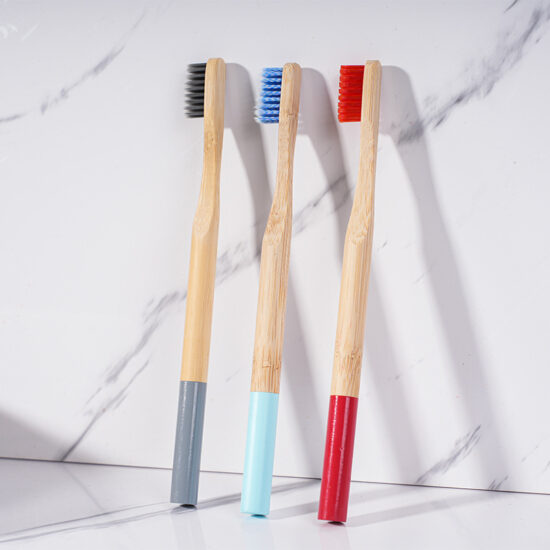 Colorful Bamboo Toothbrush Set with Painted Handles and Charcoal Bristles