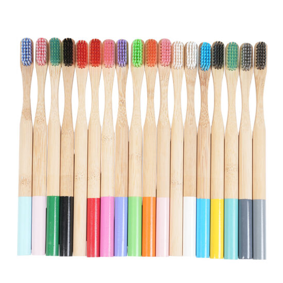 Colorful Bamboo Toothbrush Set with Painted Handles and Charcoal Bristles