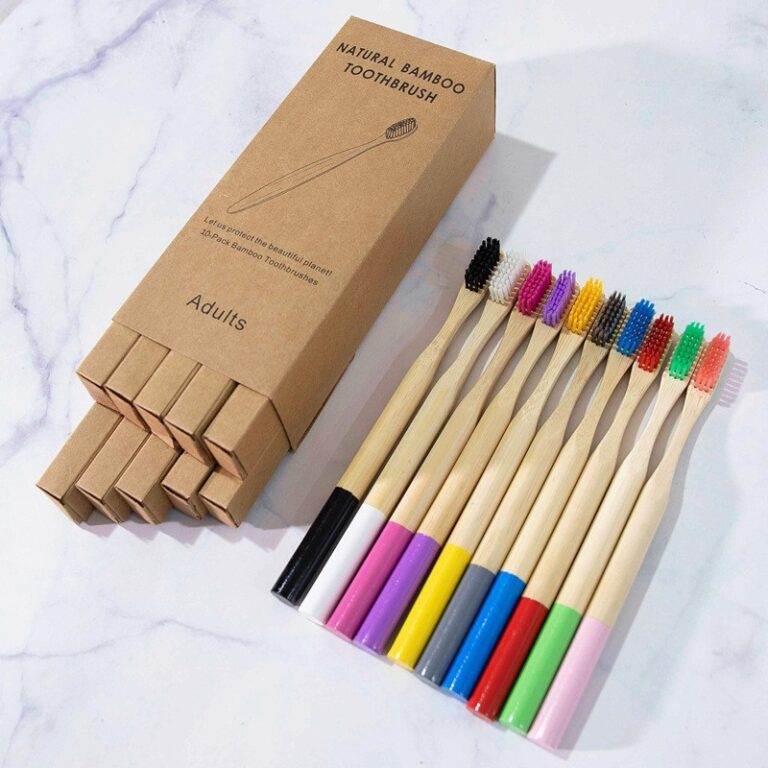 Bamboo Hotel Toothbrush Set with Soft Charcoal Bristles and Wooden Handle