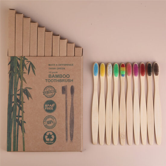  Bamboo Hotel Toothbrush Set with Soft Charcoal Bristles and Wooden Handle