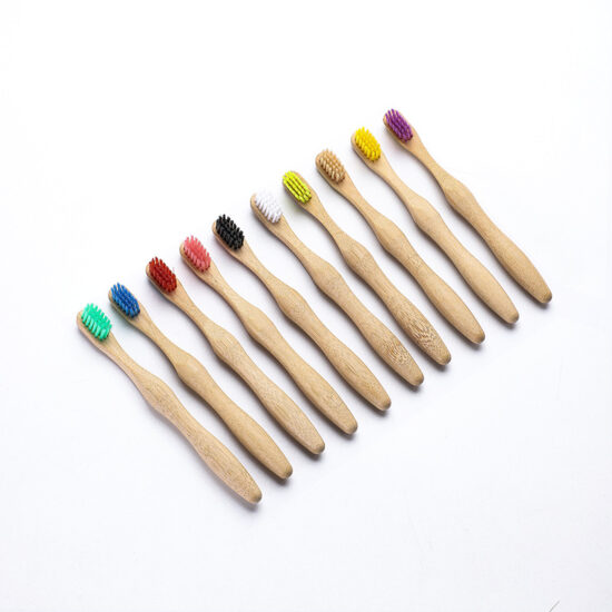 Gourd-Shaped Kids Bamboo Toothbrush with Soft Charcoal Bristles