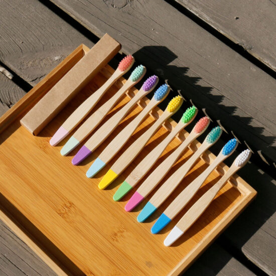 10-Pack Color Painted Bamboo Toothbrush for Kids | Eco-Friendly Wooden Handle Toothbrush | Soft Bristles for Daily Oral Care

