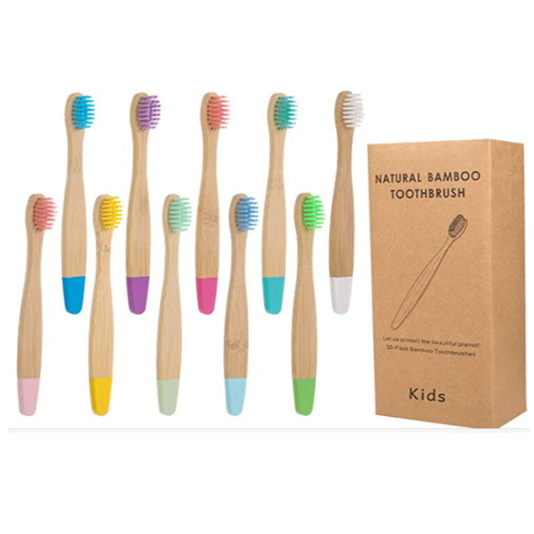 10-Pack Color Painted Bamboo Toothbrush for Kids | Eco-Friendly Wooden Handle Toothbrush | Soft Bristles for Daily Oral Care