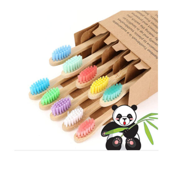 10-Pack Color Painted Bamboo Toothbrush for Kids | Eco-Friendly Wooden Handle Toothbrush | Soft Bristles for Daily Oral Care

