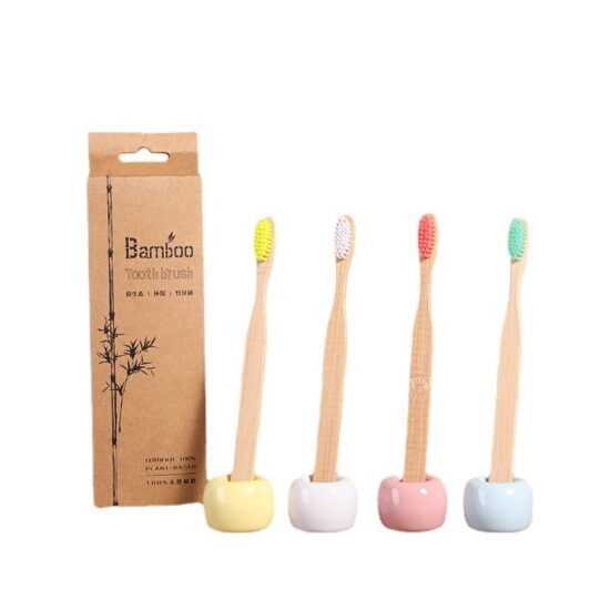  Flat Bamboo Toothbrush with Soft Bristles and Paper Biodegradable Packaging