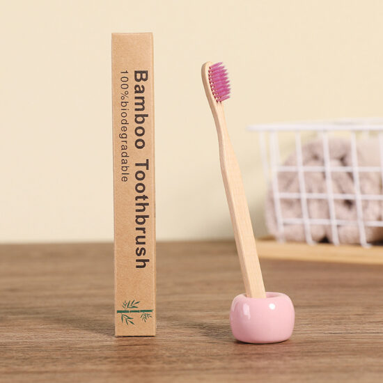  Flat Bamboo Toothbrush with Soft Bristles and Paper Biodegradable Packaging