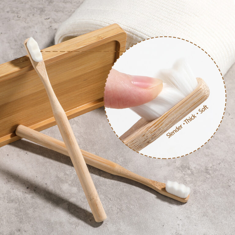 Amazon best-selling bamboo toothbrush set with bamboo holder, ultra-fine bamboo charcoal bristles, and round bamboo handles
