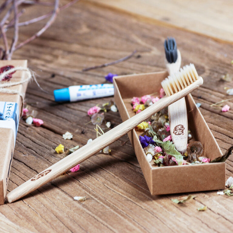 Eco-Friendly Japanese Bamboo Toothbrush with Custom Engraved Logo for Hotels