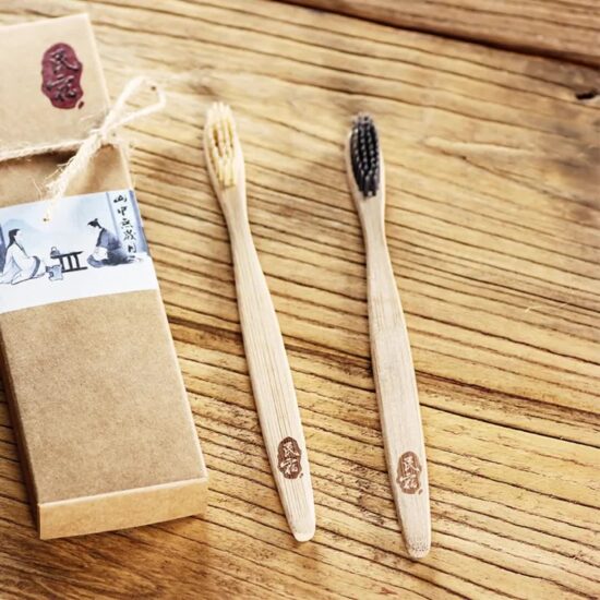 Eco-Friendly Japanese Bamboo Toothbrush with Custom Engraved Logo for Hotels