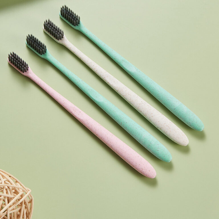 Japanese Style Wheat Straw Bamboo Charcoal Toothbrush – Soft Bristles, Single-Pack Portable Travel Toothbrush
