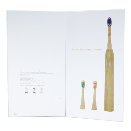 Children's bamboo electric toothbrush with 3 modes and replaceable bamboo head