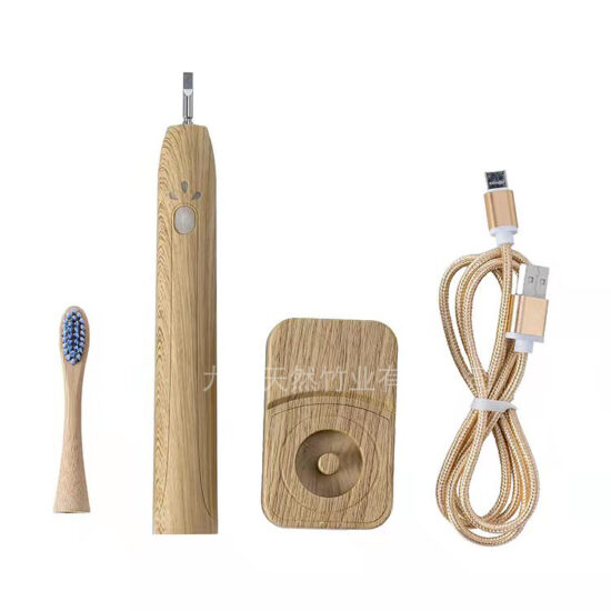 Children's bamboo electric toothbrush with 3 modes and replaceable bamboo head