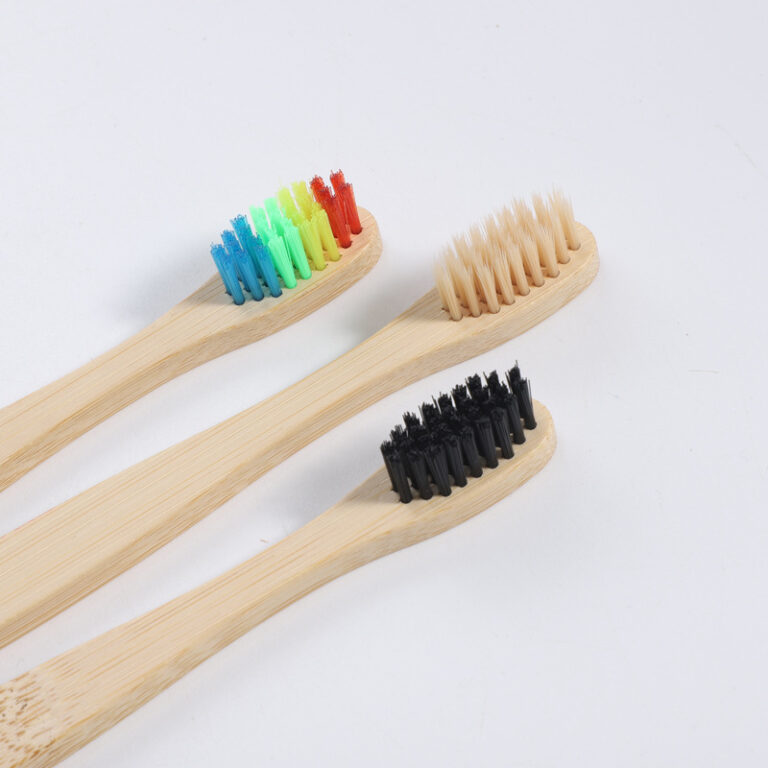 Colorful Kids Bamboo Toothbrush with Flat Handle and Soft Nylon Bristles – Eco-Friendly and Individually Packaged