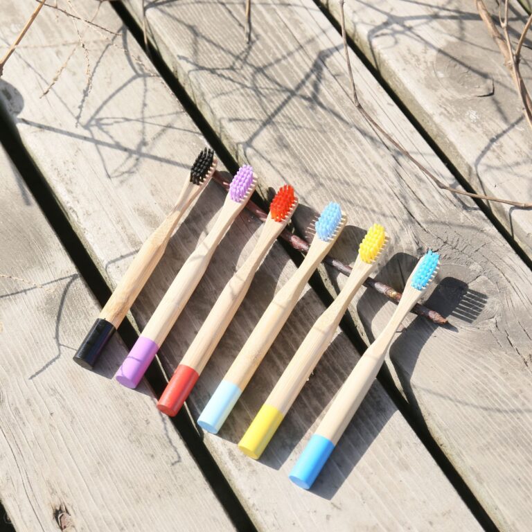 Children’s Toothbrush with Ultra-Soft Bristles and Colorful Round Bamboo Handle