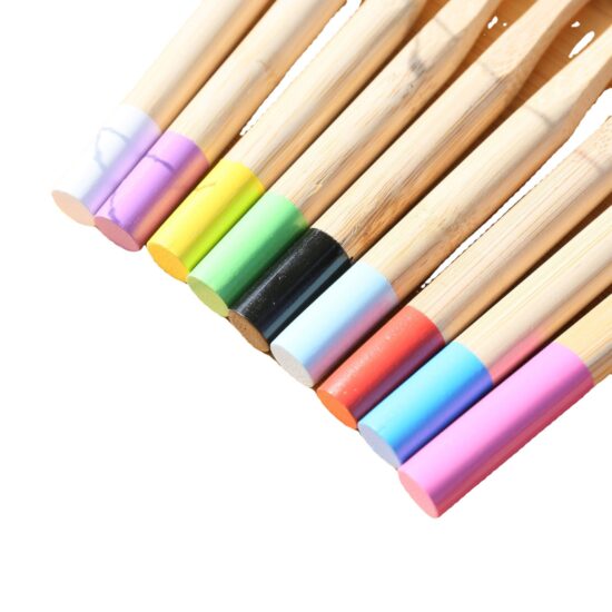 Children’s Toothbrush with Ultra-Soft Bristles and Colorful Round Bamboo Handle


