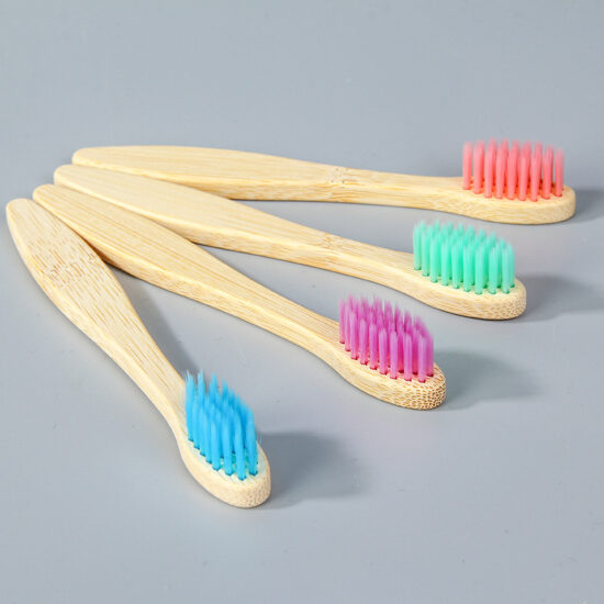 Mini Bamboo Toothbrush with Flat Handle and Soft Bristles for Kids